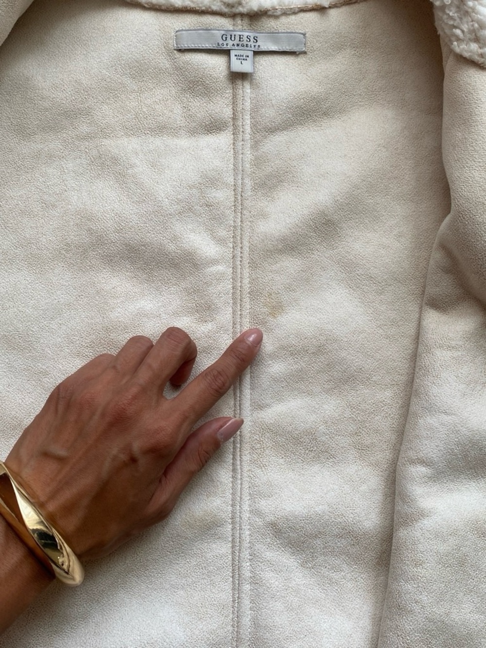 Guess Cream Suede Jacket with Shearling Trim - Picture 6 of 9